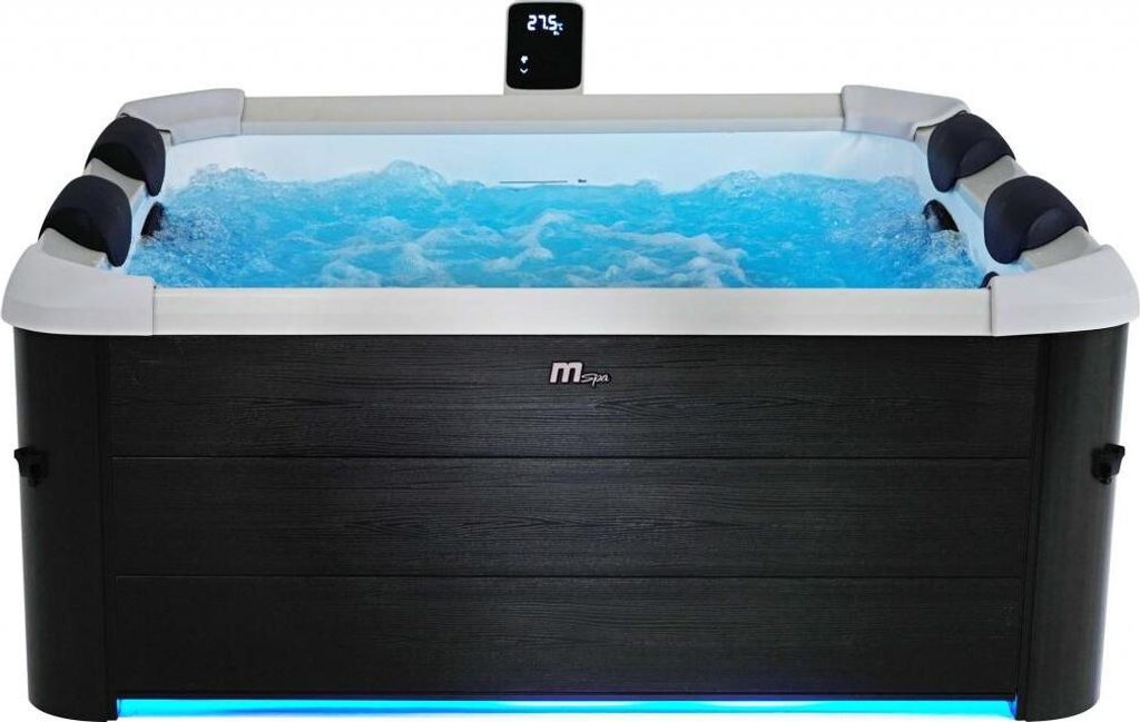 MSpa PureHaven aufblasbarer Whirlpool 160x160x65cm für 6 Personen 120 Massagedüsen LEDs Heizung App-Steuerung Desinfektion selbreinigend Braun