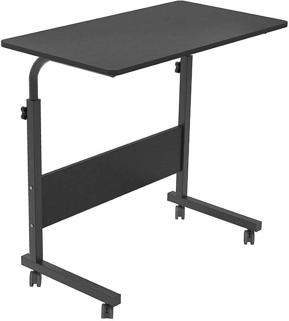 Laptop-Tisch mit Rollen – Höhenverstellbar und vielseitig – Ideal fürs Homeoffice oder Frühstück im Bett – 80 cm x 40 cm – Schwarz