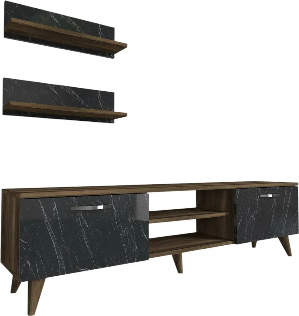 Gagnez de la Place avec le Mur d'Étagères Ipsicratea Noyer 4 Tablettes