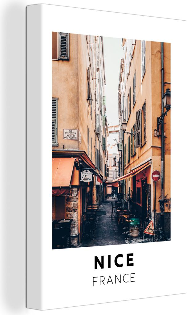 OneMillionCanvasses - Leinwandbilder - 90x140 cm, Frankreich - Nizza - Straße, Wandbilder Kunstdruck Wanddekoration - Foto auf Leinwand - Gemäl...
