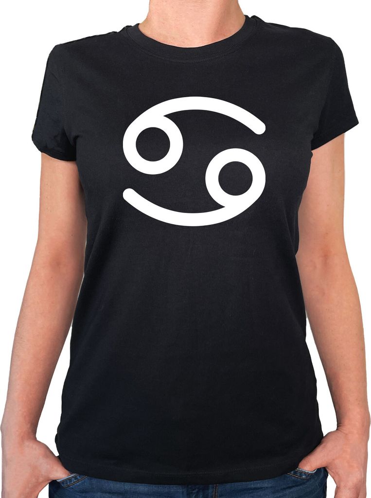 Huuraa Frauen Oberteil Krebs Sternzeichen Zeichen Geschenk Größe XXL Black Bio Baumwolle Fairtrade Krebs Souvenir
