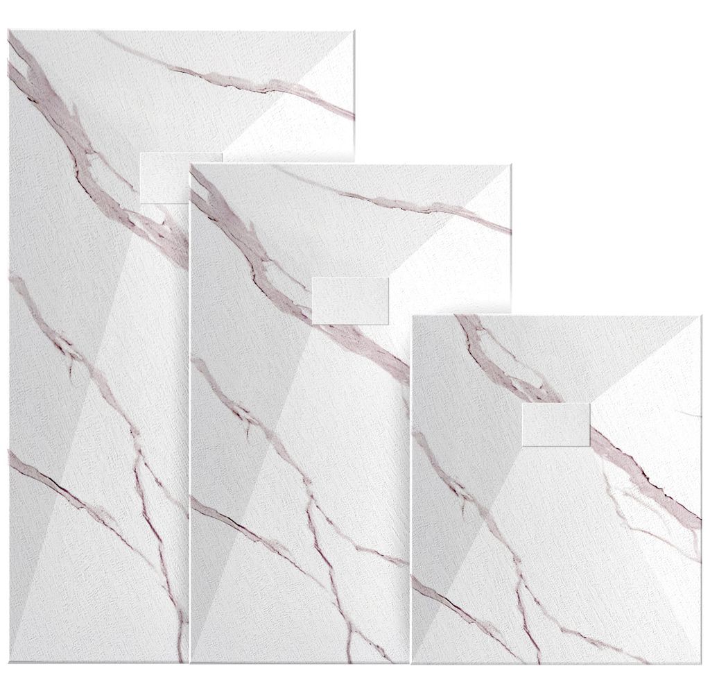 VILSTEIN Duschwanne 120x80 cm Marmor – Flache Duschtasse, Produktbild 