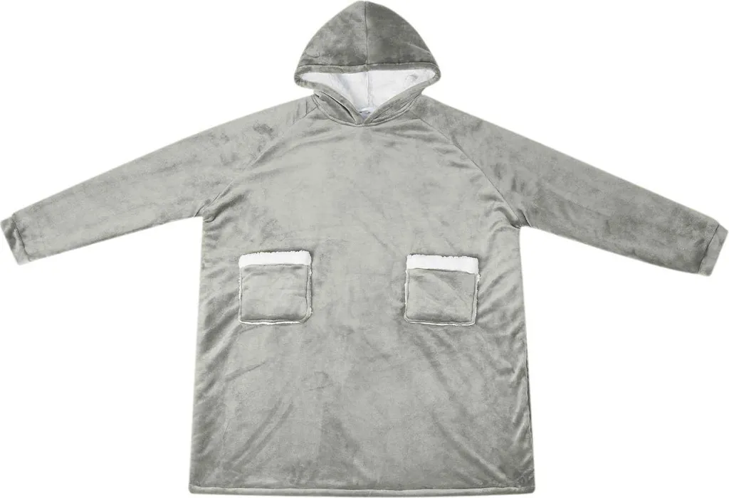 vidaXL Coperta con cappuccio Grigio S Pile e flanella
