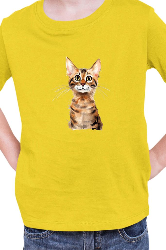Kinder T-Shirt Funny Cats Breeds Serengeti Cat, 12-13 Jahr - 152 / Gelb