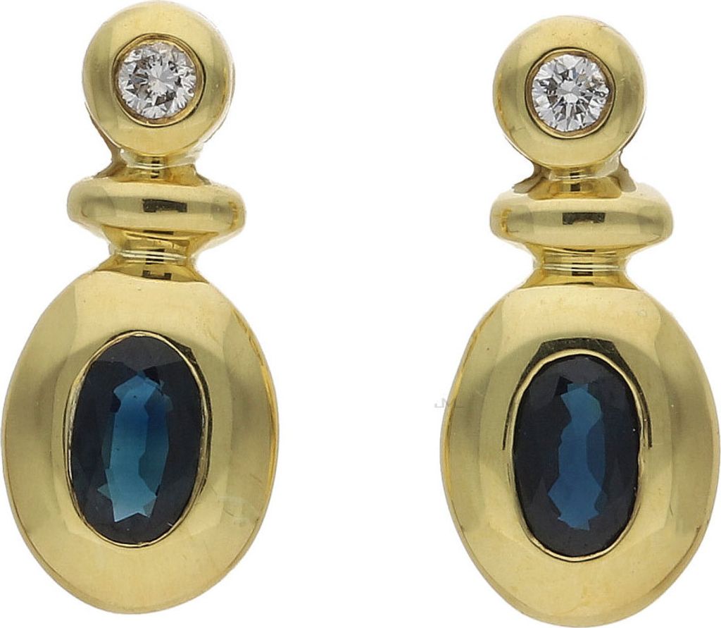 JuwelmaLux Ohrstecker 585/000 (14 Karat) Gold mit Brillant und Saphir JL30-06-2807