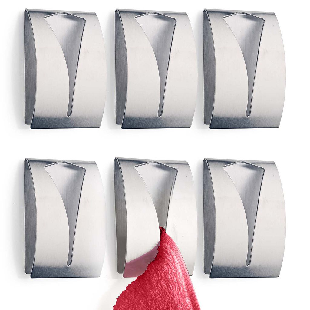 TECBULL® 6 Handtuchklemmen Edelstahl, gebürstet - silber, Produktbild 