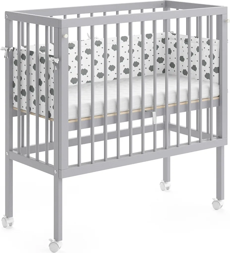 Lit bébé Vitalispa Sophie Gris 94x42.5cm, double rails de sécurité 33007