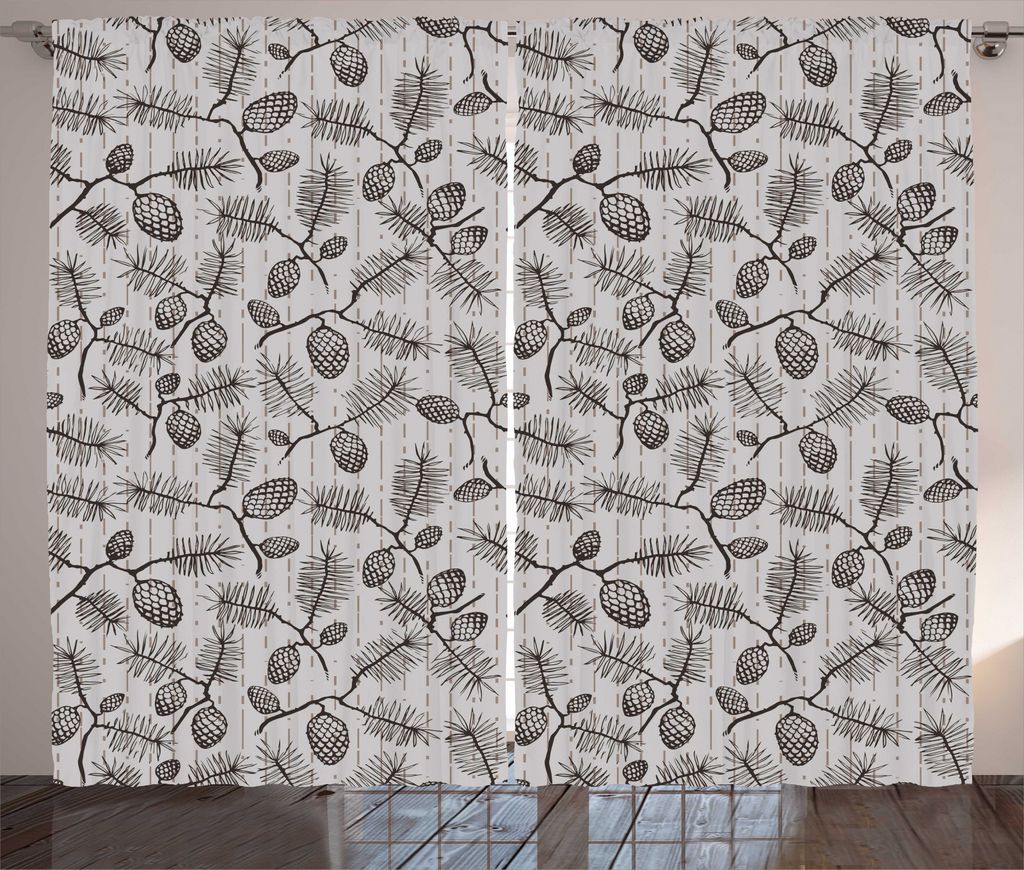 ABAKUHAUS Pine Cone Rustikaler Vorhang, Reisig Spruces Weihnachten, Wohnzimmer Universalband Gardinen mit Schlaufen und Haken, 280 x 245 cm, Warm T...