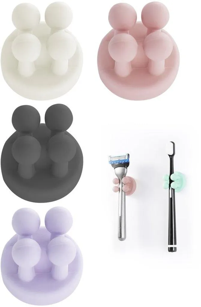 Rangement mural silicone pour brosses à dents et câbles de bureau USB