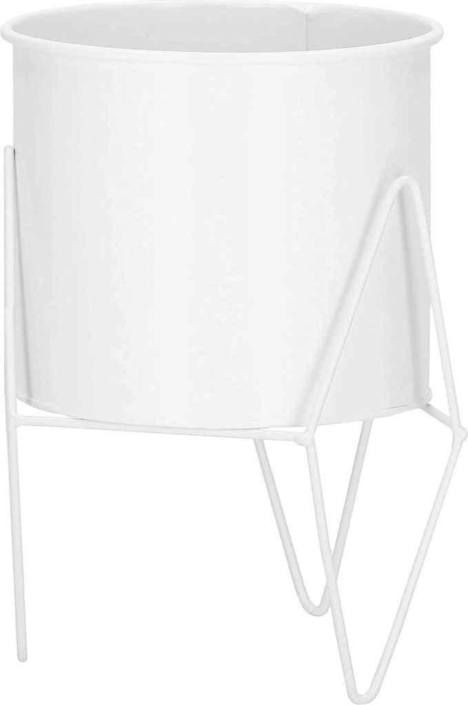 SPRINGOS Blumenständer 3 Beine Metall gebrochene Konstruktion Blumenhocker mit Übertopf Höhe 22 cm (22 cm, Weiß)