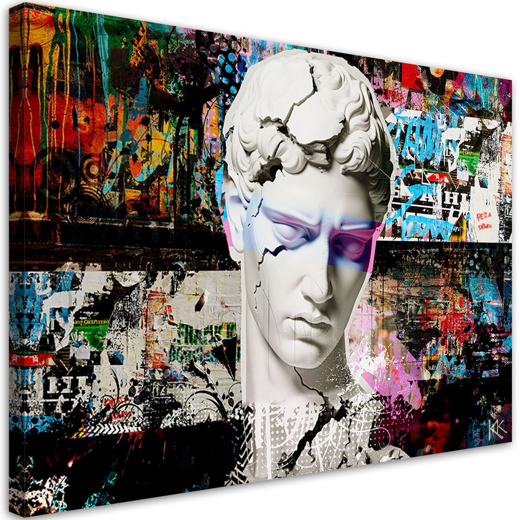Leinwandbild Bunte Skulptur Graffiti 90x60 Feeby Bunt bild für die wand bereit zum aufhängen