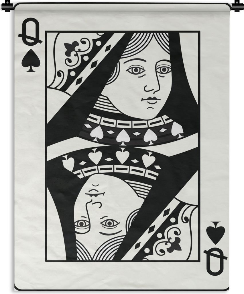 MuchoWow Wandteppich Wandbehang Illustration einer Pik-Dame-Spielkarte 120x160 cm Tapisserie Dekoration Wandtuch - Wohnzimmer - Moderne