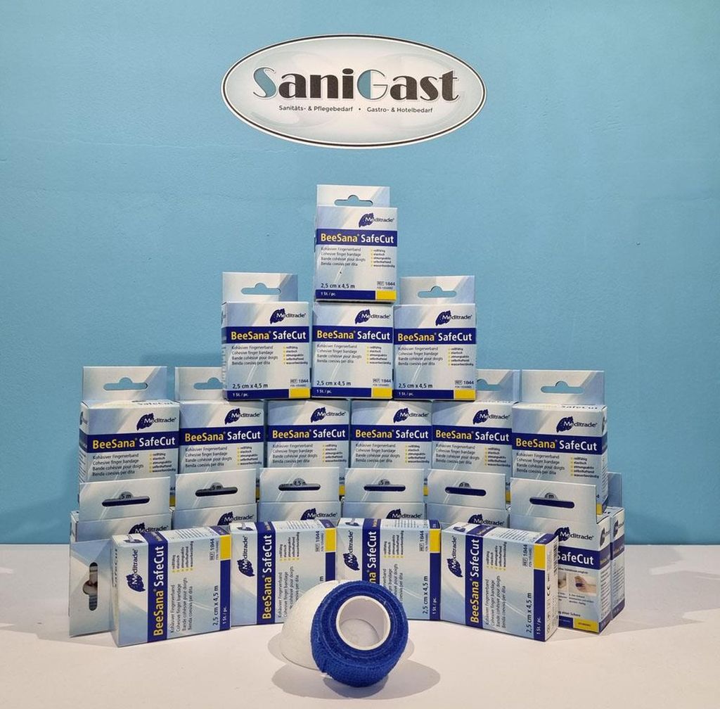 20 Beesana Safecut - Fingerverband - Pflaster - blau - 2,5 cm x 4,5 m