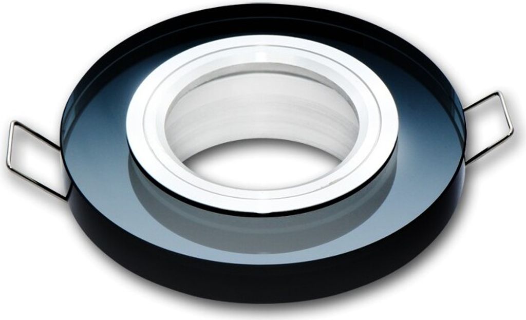 Einbaustrahler GU10 Einbaurahmen Glas Ultra Flach (15mm) Einbauleuchte Ø75mm Bohrloch inkl. GU10 Fassung für LED Leuchtmittel Schwarz Rund