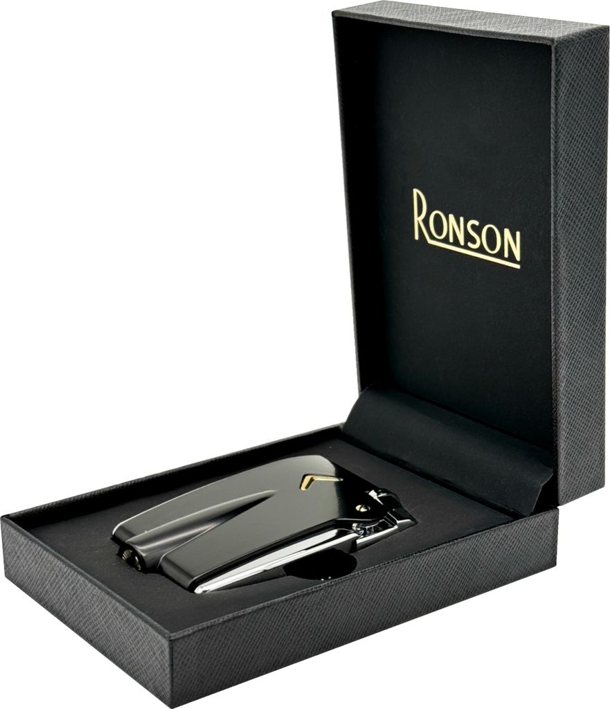 RONSON PREMIER VARAFLAME SCHWARZ Gasfeuerzeug Produktbild 