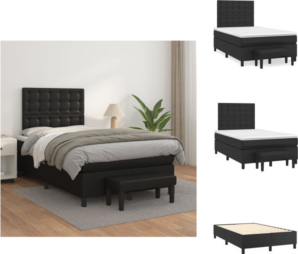 vidaXL Boxspringbett mit Matratze Schwarz 120x200 cm Kunstleder - Betten & Bettgestelle