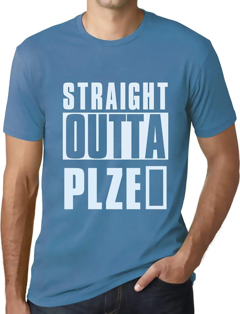 Herren Grafik T-Shirt Straight Outta Plzeň Öko-Verantwortlich Vintage Jahrgang Kurzarm Lustige Druck Geburtstag Geschenk Mann