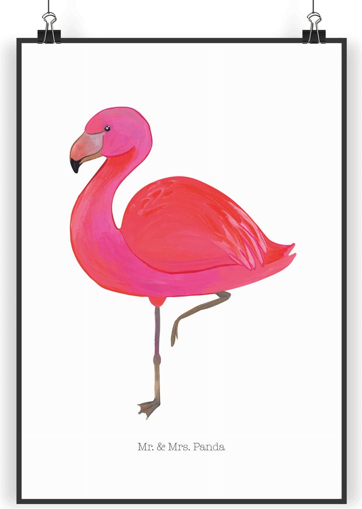 Mr. & Mrs. Panda Bild Flamingo Classic DIN A5 - Weiß - Geschenk, Spruch, Einzigartig, Wanddekoration, Deko, Ich, Stolz, Rosa, Kunstdruck, drucke, ...