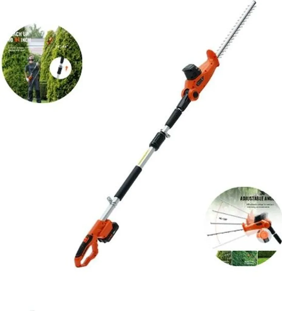 Taille-haies télescopique 20V léger pour couper branches hautes 16mm