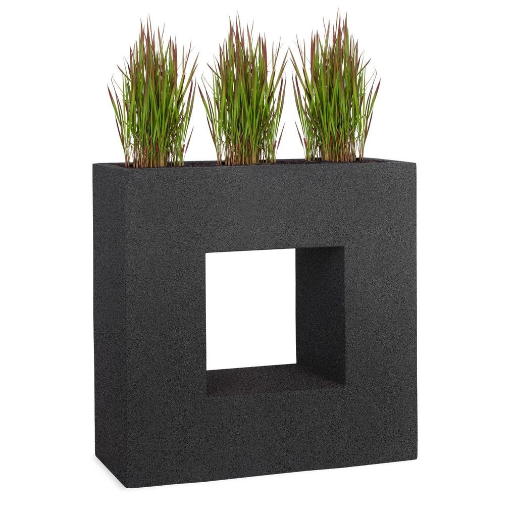 PFLANZWERK Hochbeet Pflanzkübel VISTA 66cm GRANIT ANTHRAZIT Premium Blumenkübel Fiberglas Lotus-Effekt Fiberglas - Frostbeständig - Handgefert...