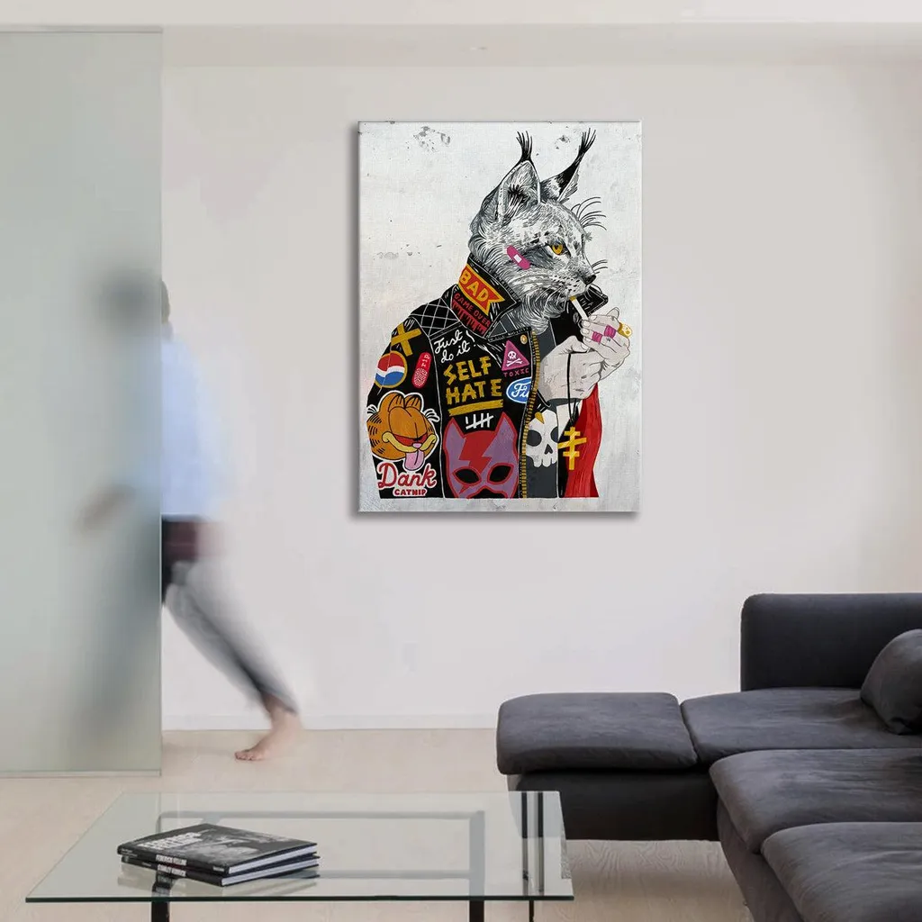 Offerta Quadro Gatto Sherlock Holmes 70x100 - Telaio in Legno