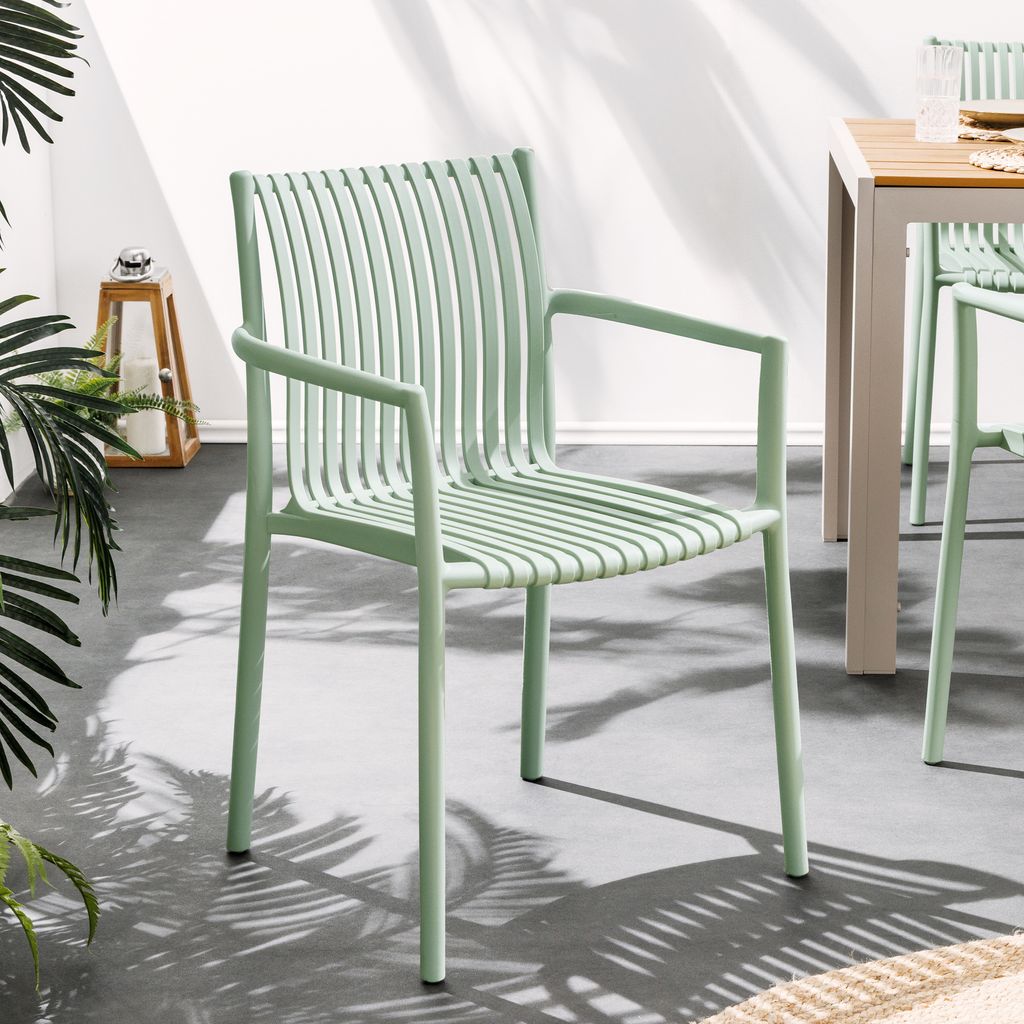 riess-ambiente In- und Outdoor Stuhl STUDIO ITALIA salbei stapelbar wetterfest Gartenstuhl Balkonstuhl