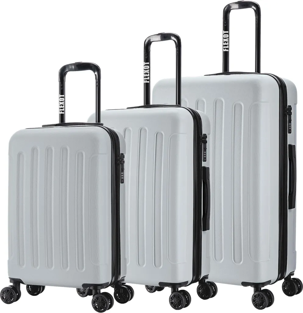 Set 3 Trolley Flexot F-3045 Grigio Argento | Valigie Espandibili Offerta