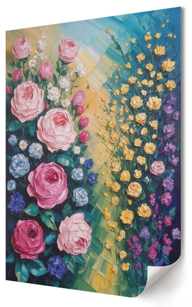 Blumenmalerei- Kunstdruck A3 (29x42 cm) - Dekorativ, romantisch- Wandbild für Wohnzimmer Schlafzimmer & Flur, Modernes Poster Wanddeko, Ungerahmt