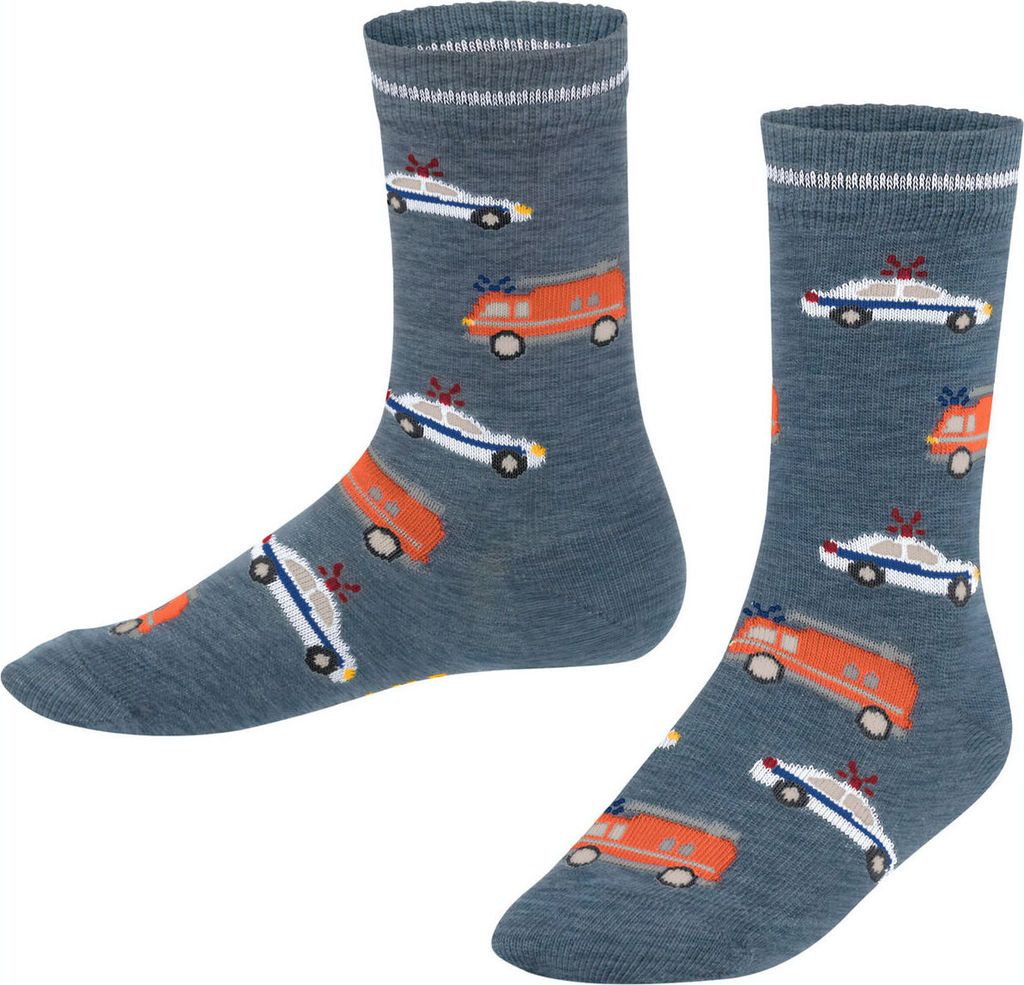 FALKE Police and Fire Cars Socken Kinder light denim 35-38