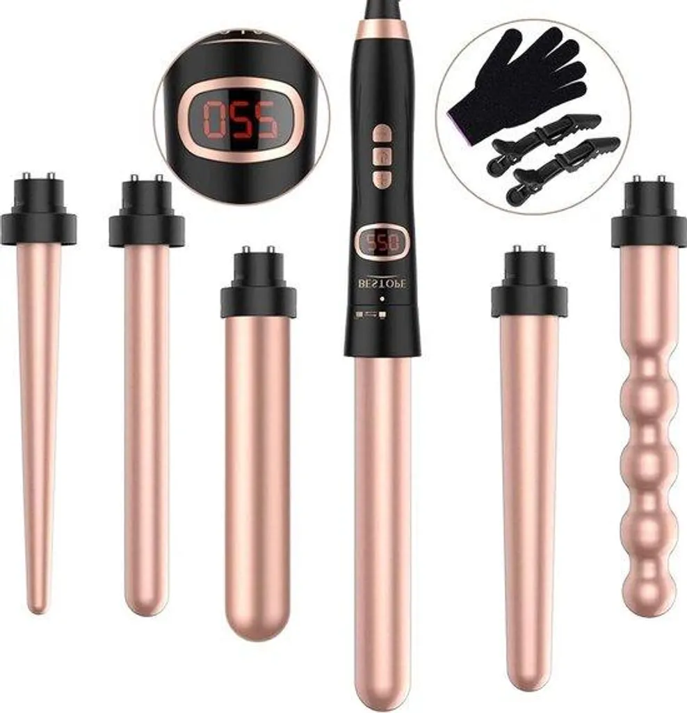 Fer à boucler 6 en 1 avec revêtement céramique et écran LCD haute précision