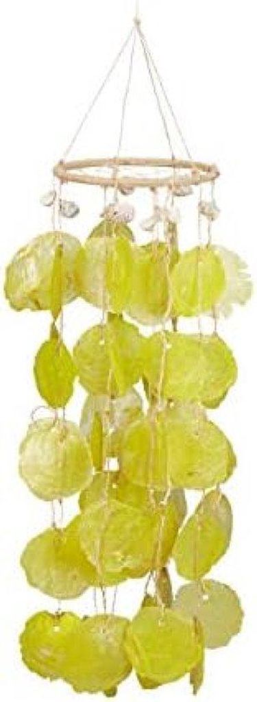 Mobiler Windgong aus Gelben Capiz-Schalen - 70 cm Langer Feng Shui Dekorationsartikel