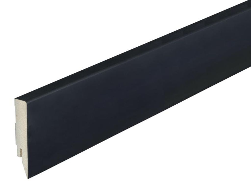 PROFI | 2,50 m | Sockelleiste Schwarz 78mm x 16mm x 2500mm, Sockelleiste Topline MDF Kern Schwarz Matt Nachbildung, Cliptechnik, Kabelführung, Fic...