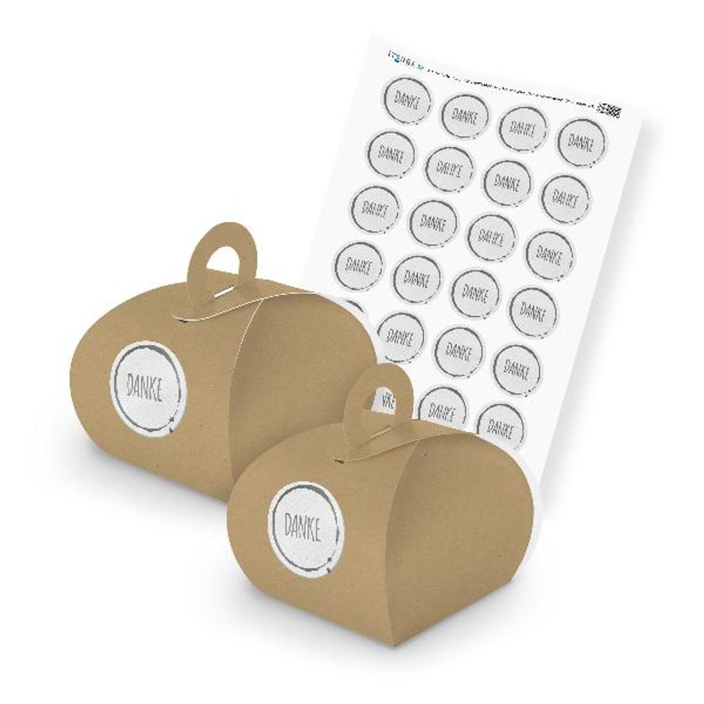 itenga SET Danke Stempeldesign Grau unlackiert (Motiv 83) 24x Geschenkschachtel