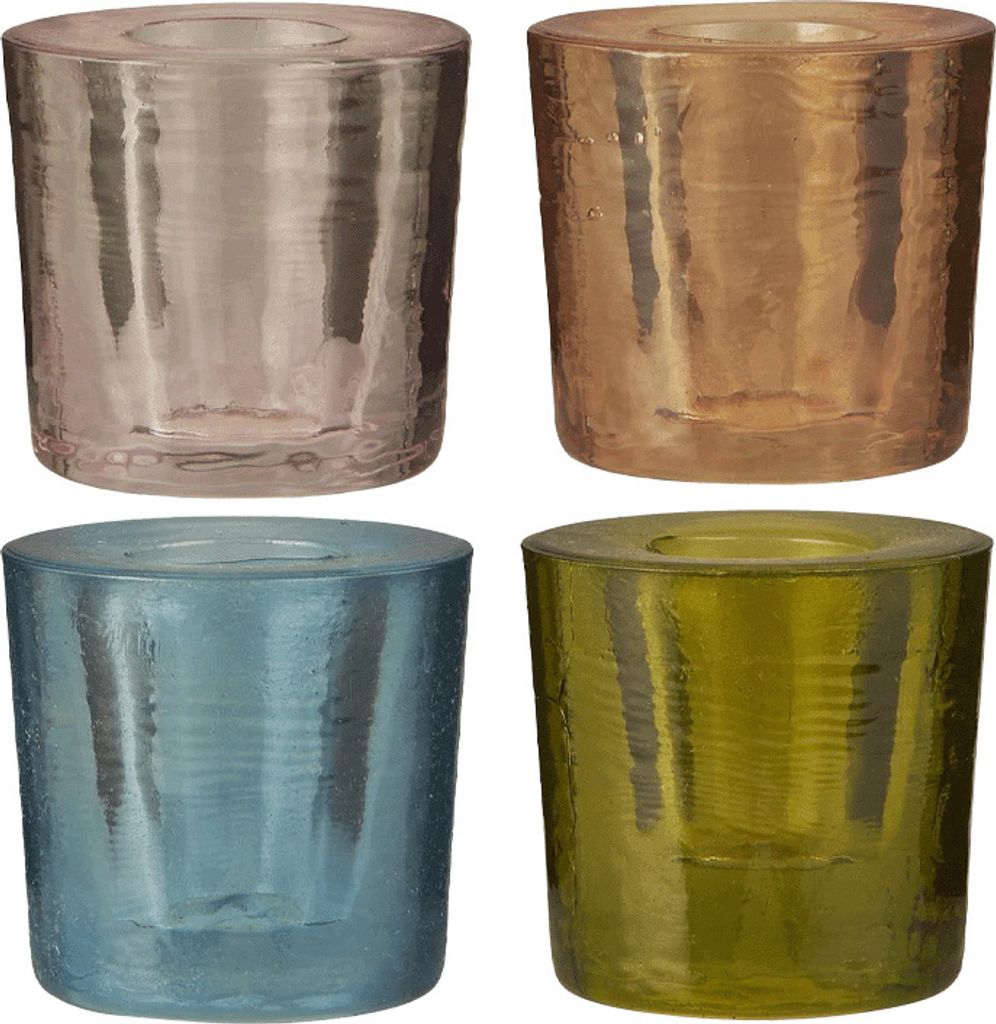 Kerzenhalter aus Glas für Stabkerzen mit Ø22 mm, Bunt, H50/Ø50 mm, Ib Laursen, 4 Stück pro Verpackung