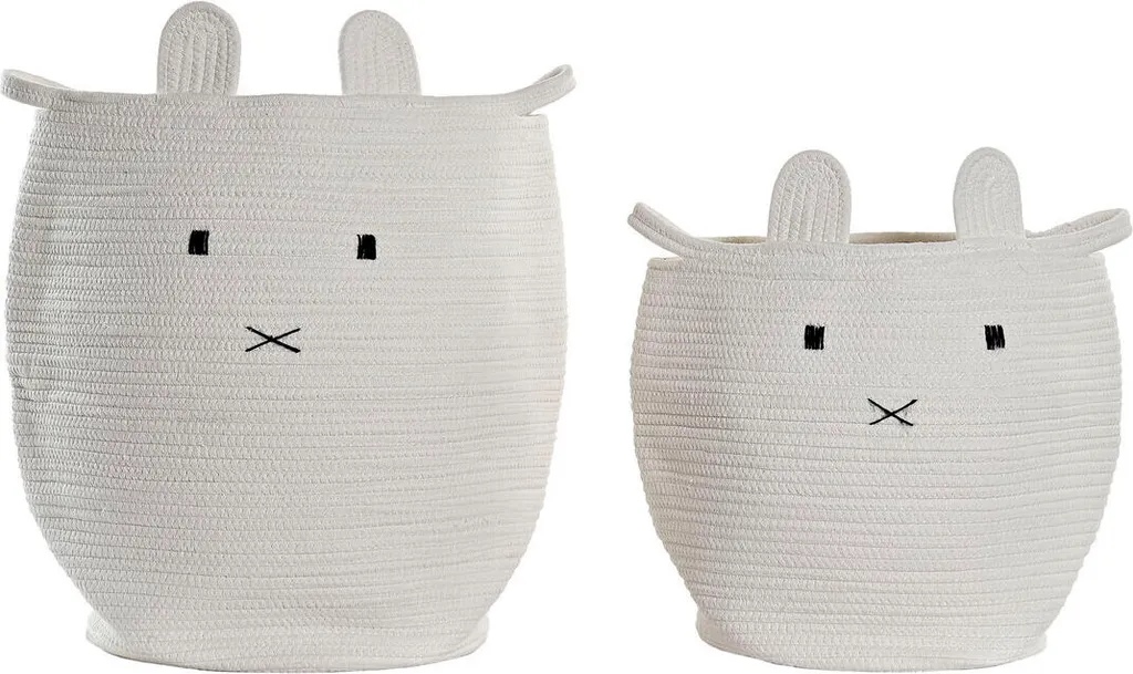 Lot de 2 paniers enfants en coton blanc DKD Home Decor 35x35x49 cm