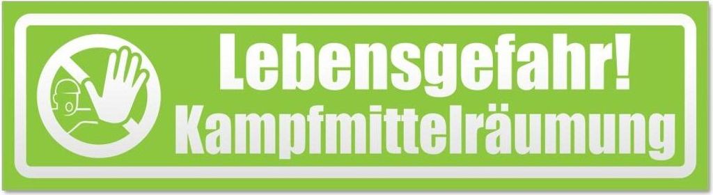 Kiwistar Lebensgefahr! Kampfmittelräumung invertiert Magnetschild Schild magnetisch - 60cm Lindgrün - Magnetfolie für Auto PKW Kfz