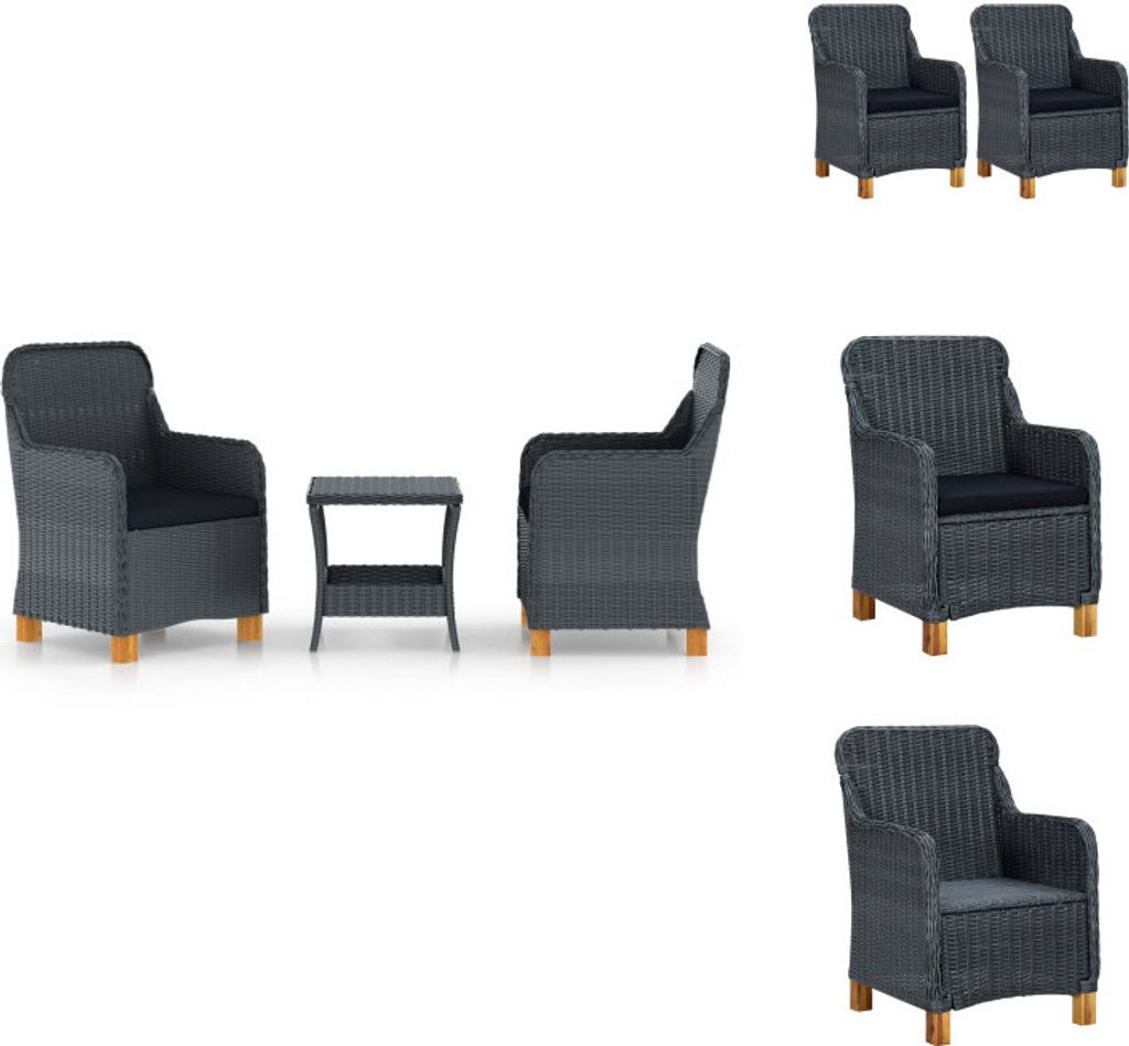 vidaXL 3-tlg. Garten-Lounge-Set mit Auflagen Poly Rattan Produktbild 