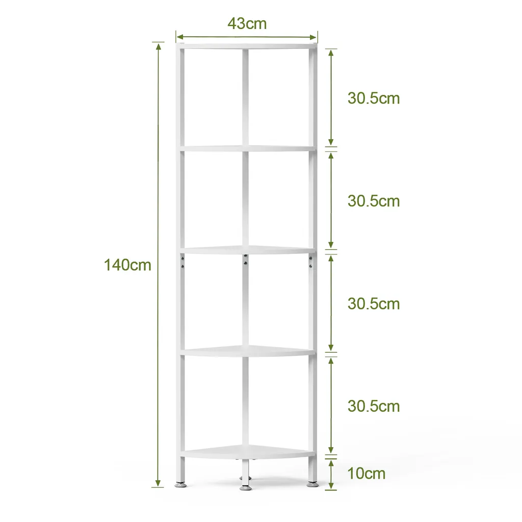 Étagère de Rangement d'Angle 140cm Blanche - Meuble Bibliothèque Lumineux - 9