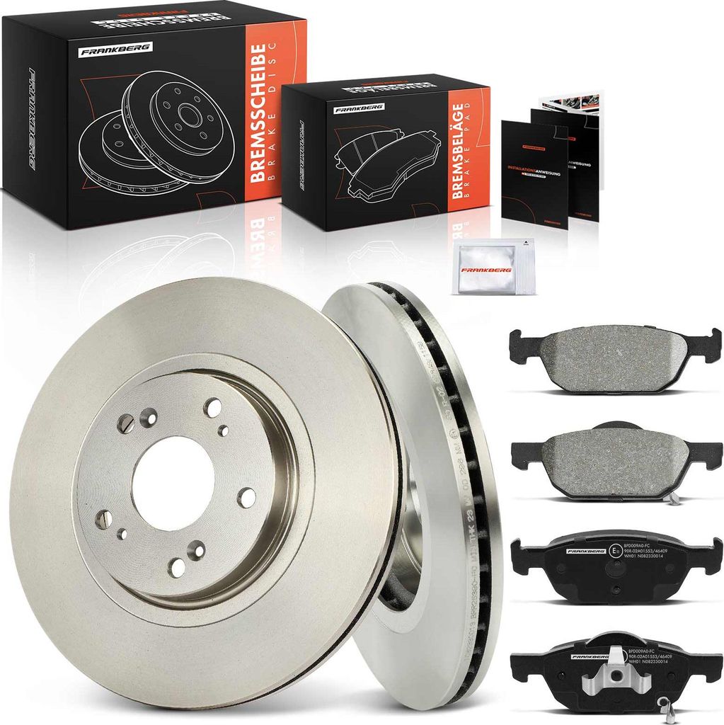 Frankberg 2x Bremsscheiben 4x Bremsbeläge Vorderachse für Honda Accord VIII CU Accord VIII Kombi CW 2.0L 2.2L 2.4L