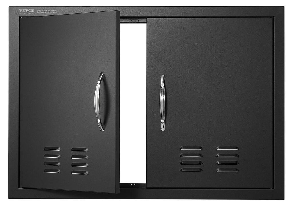BBQ Access Door, 762x533 mm Double Outdoor Kitchen Door, Cold Plate Flush Mount Door, Wall Vertical Door with Handles and Ventss, for BBQ Island, G...