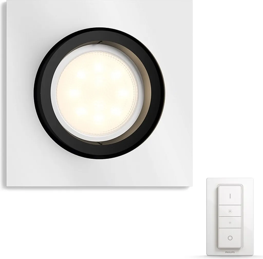 Spot Philips Hue Milliskin Argenté Carré avec Lumière Blanche Variable