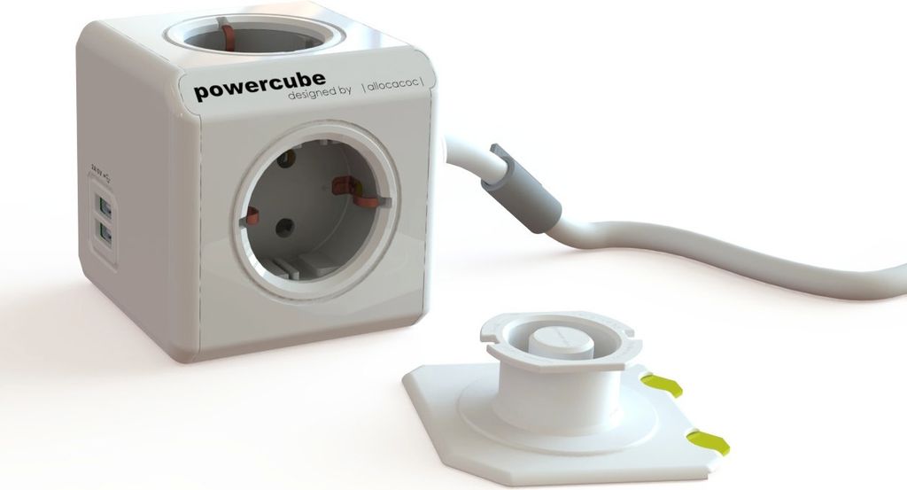 Dr. Bott Allocacoc PowerCube DuoUSB Extended, 4x Verteiler, 230V Schuko, 18546