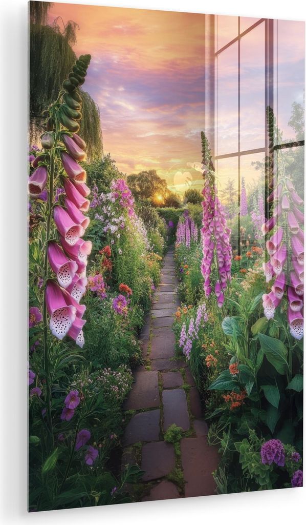 MuchoWow Glasbilder - Bilder auf Wandbild - Foto auf Glas Fingerhut - Blumen - Garten 20x30 cm Wanddekoration aus Glas - Acrylglasbild - Acrylbilde...