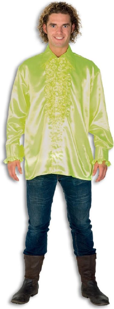 L330033G-XL neon-grün Herren Rüschenhemd Discohemd Gr.XL
