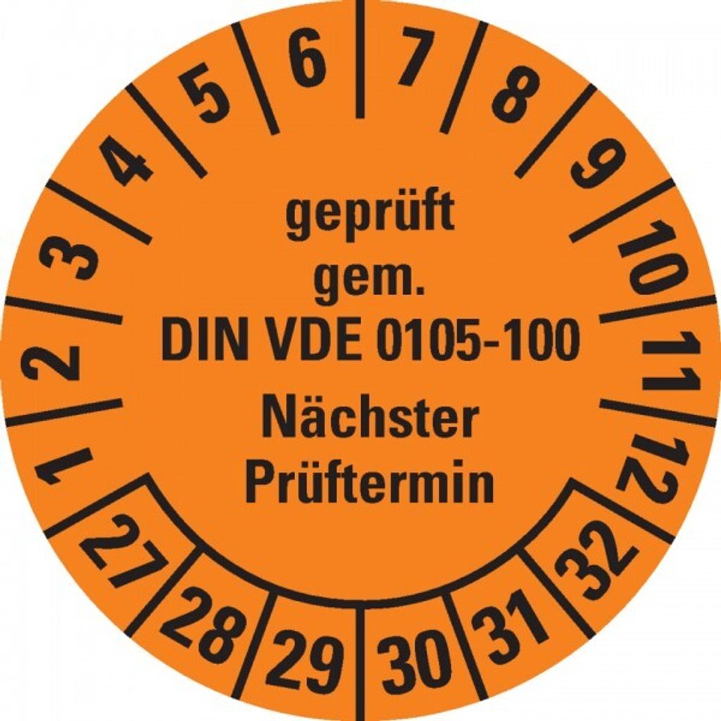 Dreifke Prüfplakette gem. VDE 0105-100,27-32,orange,Dokumentenfolie,...