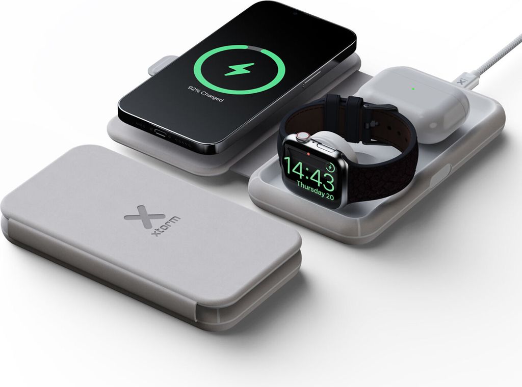 Xtorm Foldable Wireless Travel Charger 3in1 Grey Gut
