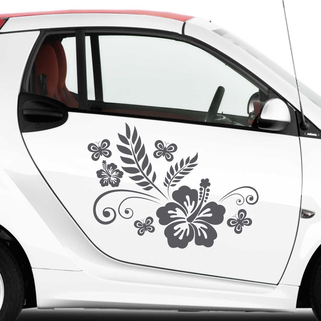 Aufkleber - Autoaufkleber-Set Rankelement LUNA, 2 Stk. je 80cm x 60cm dunkelgrau - Tuning Carystyling Heckscheibe Auto