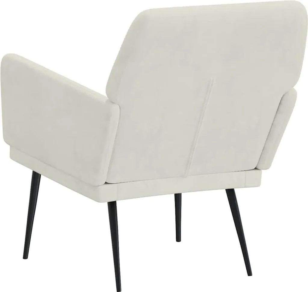 Fauteuil Compact Velours Crème - Gain de Place et Confort Absolu - 5