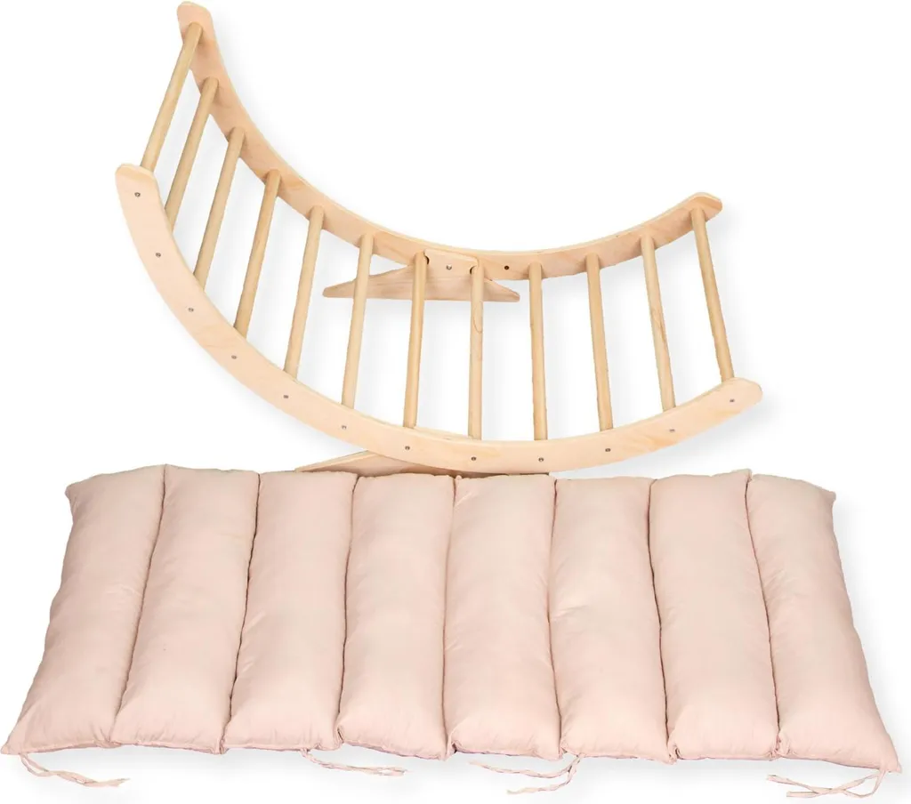 Aire de jeux intérieure Montessori : Arche à grimper et bascule XXL bois