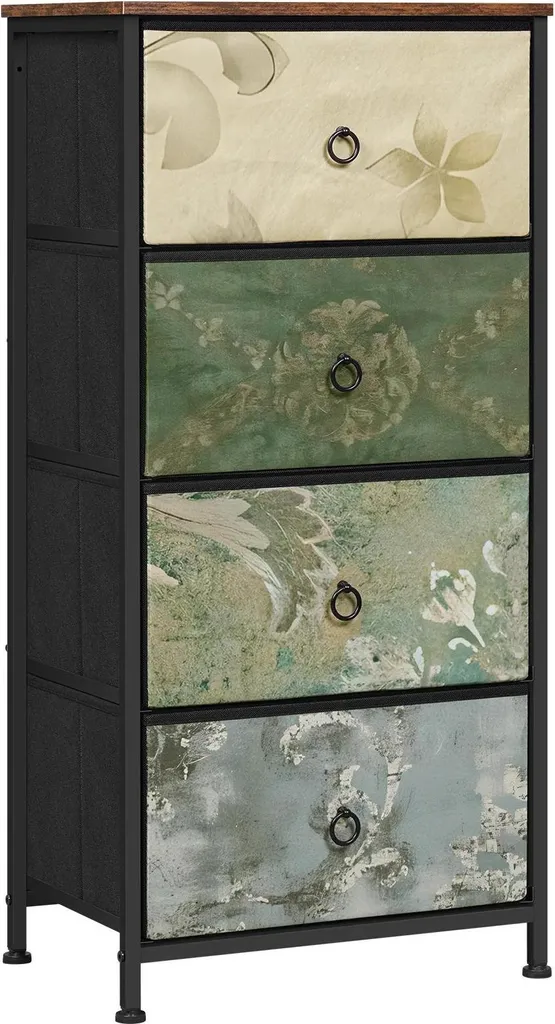 Cassettiera Verticale Verde Militare Floreale | Atmosfera Accogliente